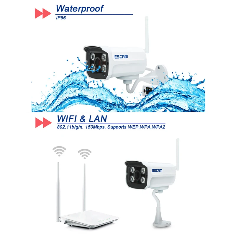 ESCAM QD900 Wi Fi 1080P 2 0 мегапиксельная HD система камер домашней безопасности