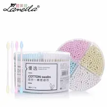 500pcs/box Natural Cotton Swabs Double Head Wood Sticks Nose Ears Cleaning Cosmetics Health Care Cotton Buds