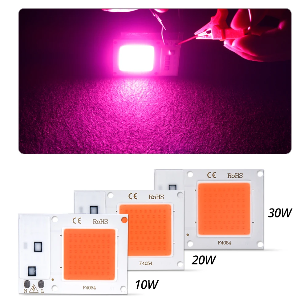 110V 220V COB рост светодиодный чип для выращивания светильник полный спектр мощностью 10 Вт, 20 Вт, 30 Вт диод Fitolampy Фито лампы для растений рассада цветы в помещении