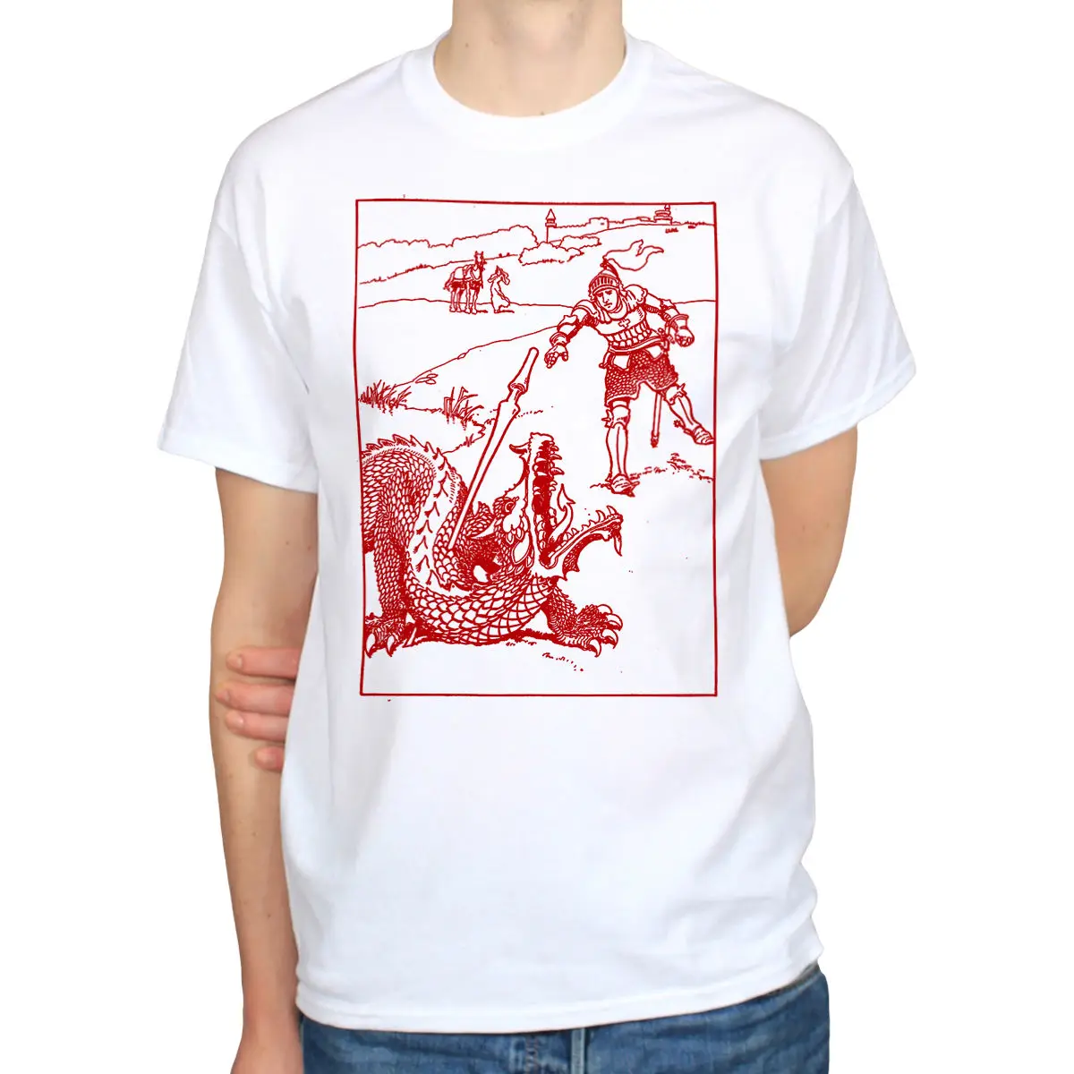 ST DAY T SHIRT, ST SHIRT, KNIGHT AND DRAGON, ENGLAND