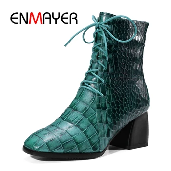 

ENMAYER Boots Women Fashion Ankle Boots . High Heel Shoes Zipper Women Boots Female Boots Big Size 34-42 ZYL1006