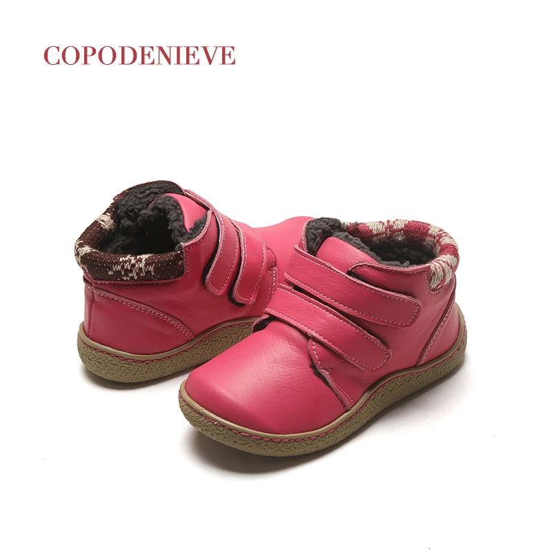COPODENIEVE Children's boots, children's shoes, leather children's boots, thickening and warmth preservation in winter
