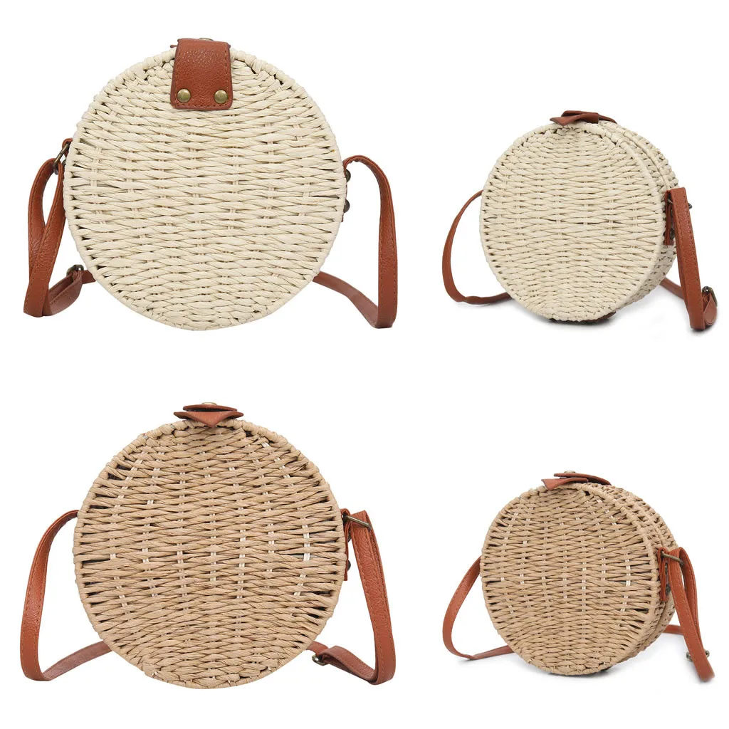 

xiniu Round Style Straw Bag Handbags Women Summer Rattan Bag Handmade Woven Beach Circle Bohemia Handbag New Fashion #052