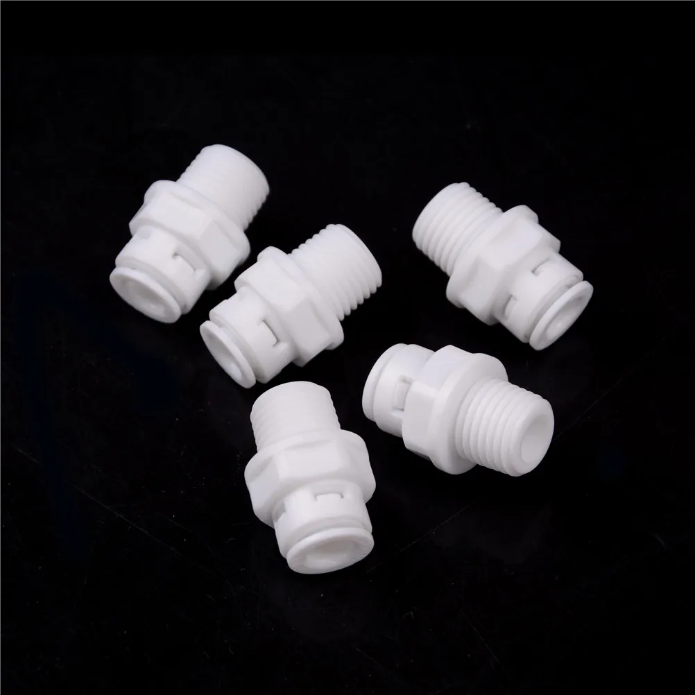 

Sale 5PCS 1/4'' Push Fit Tube 1/4'' Thread Male Quick Connect RO Water Connect White Color