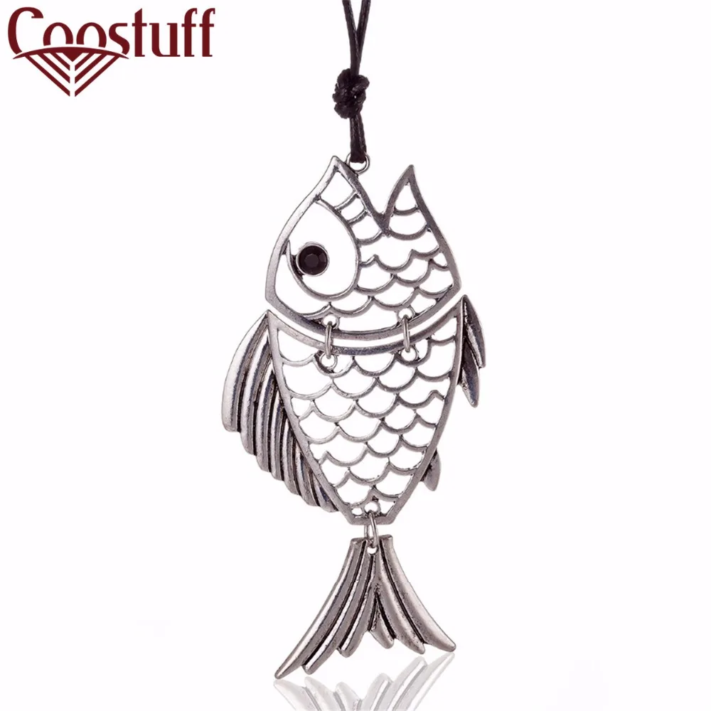 

2019 New Silver Fish pendant necklaces & pendants Vintang Jewelry Long necklace Woman collares mujer colar choker