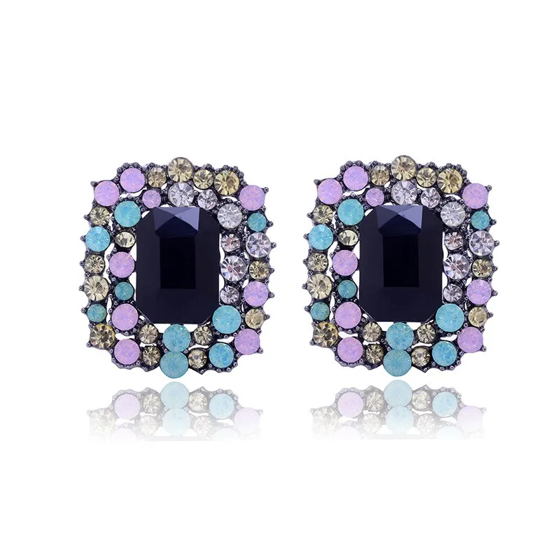 LUBOV Crystal Rhinestone Stud Earrings for Woman Christmas Party Jewelry Trendy Wedding Jewelry 4 Colors 2018 Newest - Image 4