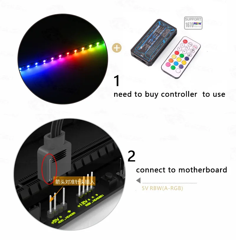 Светодиодная лента Bykski для ЦП GPU Block/12 V 4PIN RGB strip/5 V 3PIN A-RGB светильник/Поддержка AURA SYNC в M/B