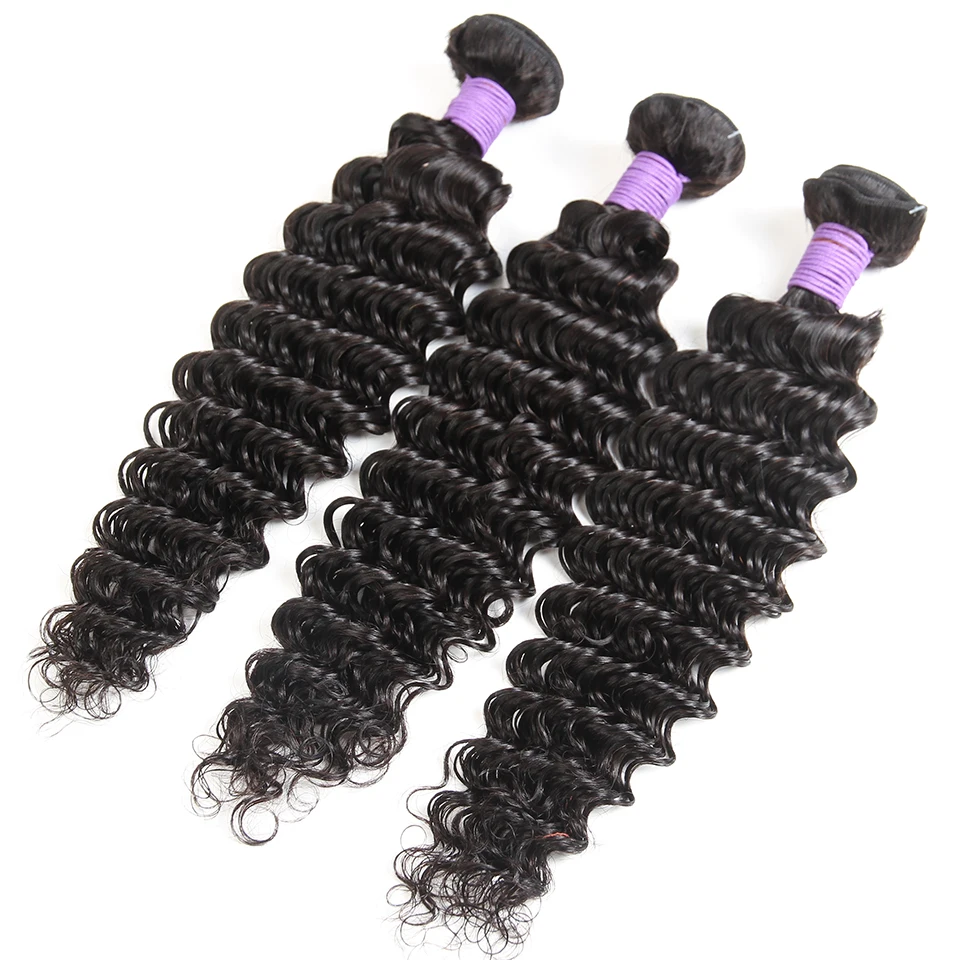 Queenlike Hair Products 3 4 Pieces Human Hair Bundles With Closure Non Remy Weave Brazilian Deep Wave Bundles With Closure