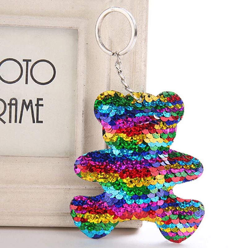 

1PCS New Colorful Cute Sequin Pom Key Pendant Stuffed Unicorn Doll Kids Toy Girls Bag Hang Pendant Key Chain Speelgoed Gift