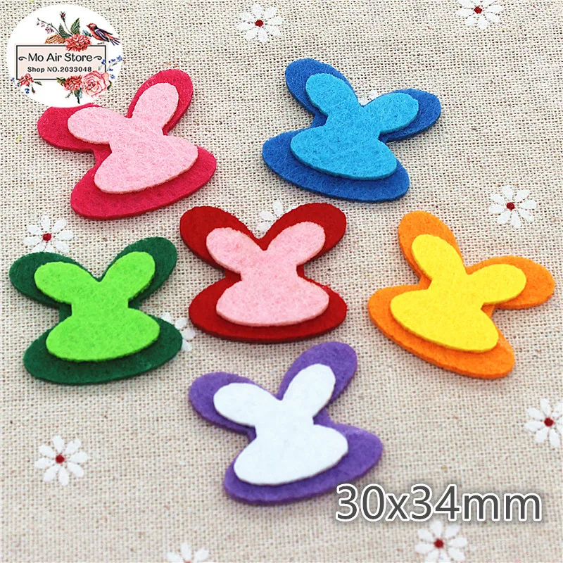 3CM Non woven patches rabbit two double Felt Appliques for clothes