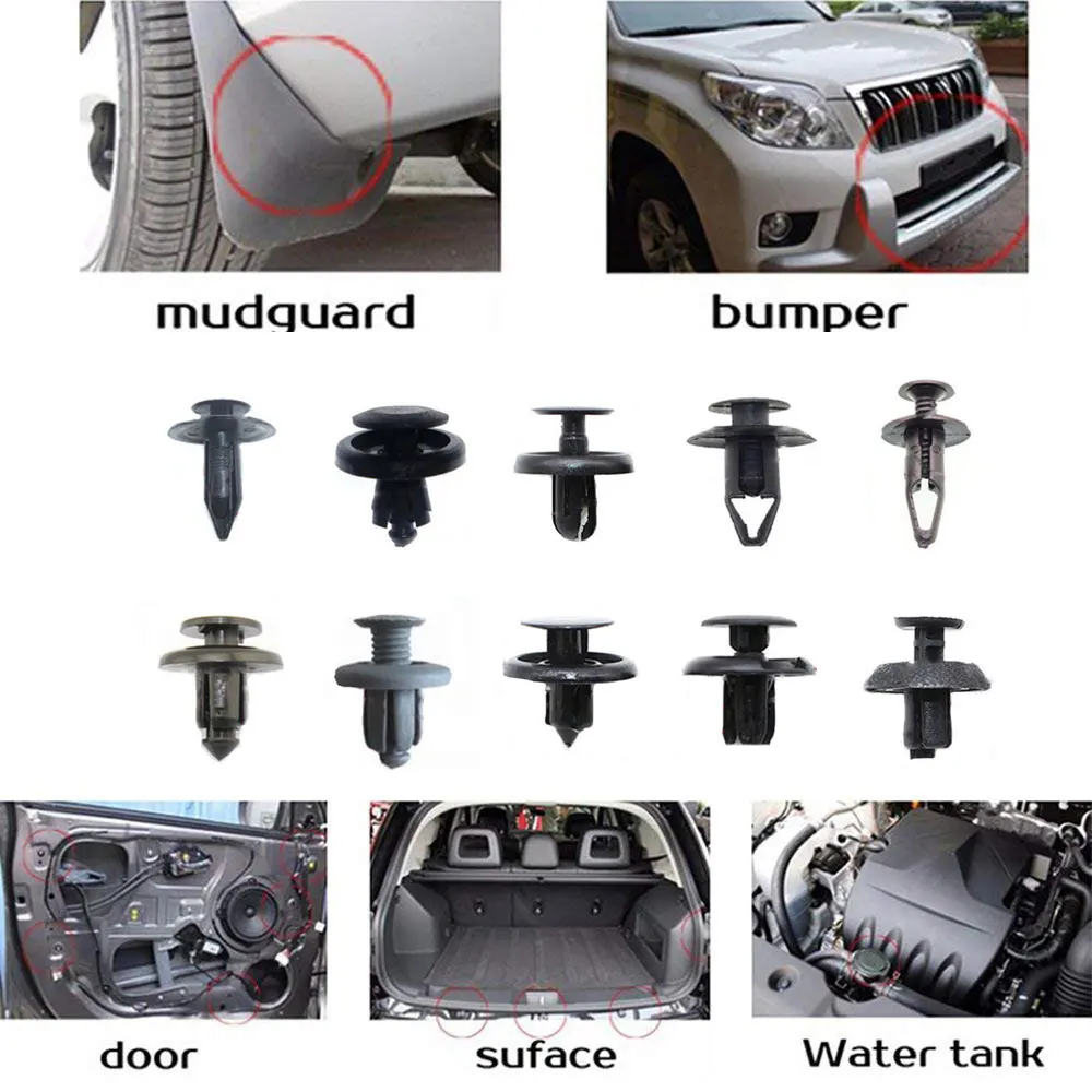 

Lonleap Universal Auto Fastener Vehicle Car Bumper Clips Retainer Rivet Car Plastic Fastener Clips for golf mk2 100 Pcs