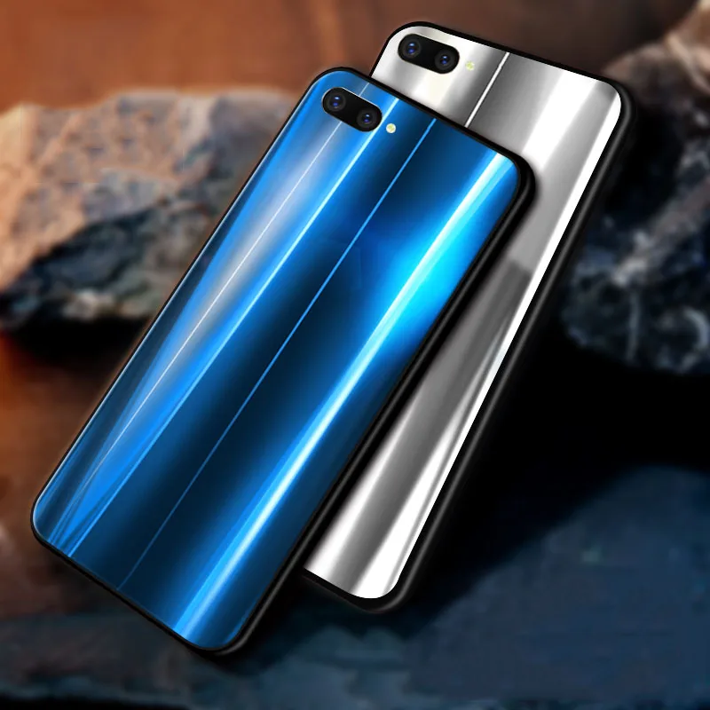 Стеклянная задняя крышка Aurora для iphone X 7 8 6 6s plus чехол из ТПУ мягкая рамка цветная