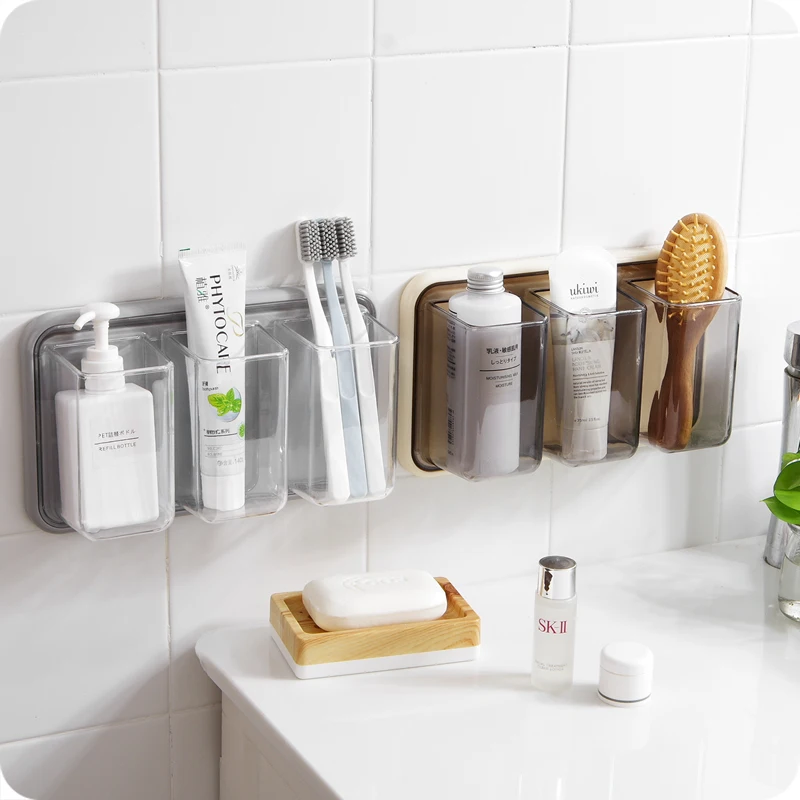  Wall-mounted Storage Box Free Punching Toilet Bathroom Vanity Cosmetic Rack Organizer Kitchen Table