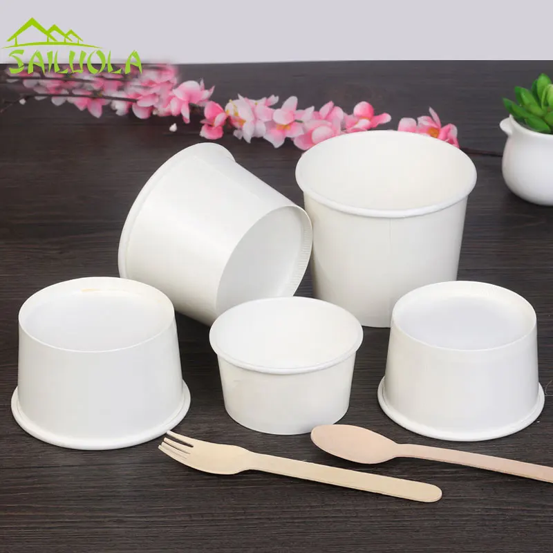 

100pcs/lot 3/5/8oz White Disposable Ice Cream Paper Cup Ice Cream Paper Bowl Party Supplier