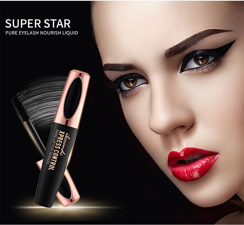 Hot 4D Silk Fiber Mascara Volume Makeup Lengthening Black Mascara Long-wearing Waterproof Eyelash Extension Eye Lashes Cosmetics