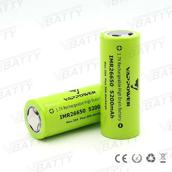 Vappower IMR 26650 5200mah 20A 4