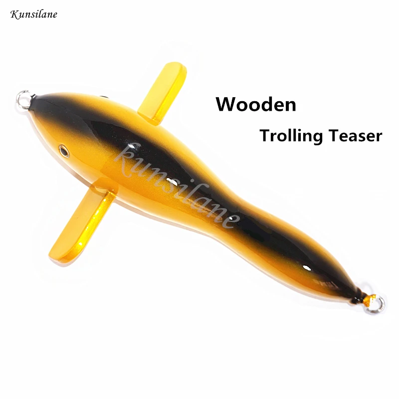 

20cm Handmade Sea Fishing Wooden Trolling Teaser Wood Bird Bait Saltwalter Lure for Ocean Boat Fishing Four Colors