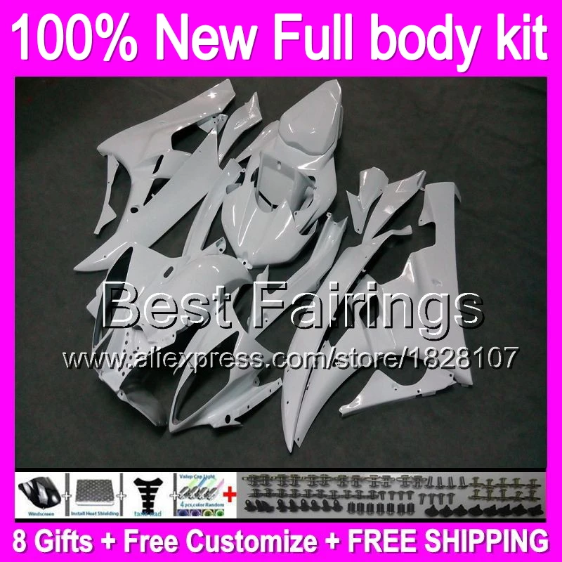 

Fairing Body For YAMAHA YZFR6 2006 2007 YZF R 6 Gloss white YZF R6 06-07 1B118 Glossy white YZF 600 YZF600 YZF-R6 06 07 +decal