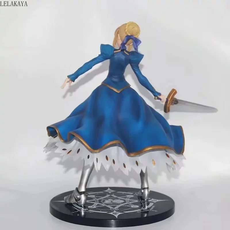 1 шт. японского аниме FGO Fate Stay Night Big Saber Altria Pendragon 41 см голубое платье Ver. 1/4 ПВХ фигурка модель игрушки подарок