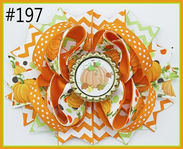 

free shipping 100pcs halloween boutique hair bows thanksgiving hair bows fall hair bows turkey candorn hair bows 164-207