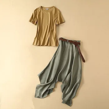 

Runway Designer Set 2019 High Quality Women Suits O-Neck Short Sleeve T-Shirt+Irregular Skirt Two-piece Clothing Sets NP0326J