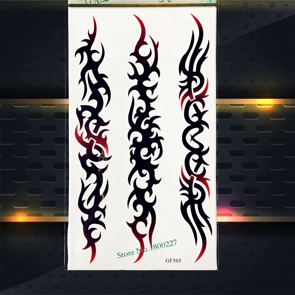

New Black Waterproof Henna Tattoo Stickers Fake Flash Body Arm Tattoo Jewelry Paste PGF505 Tempoary Tattoos Stickers Men Totem