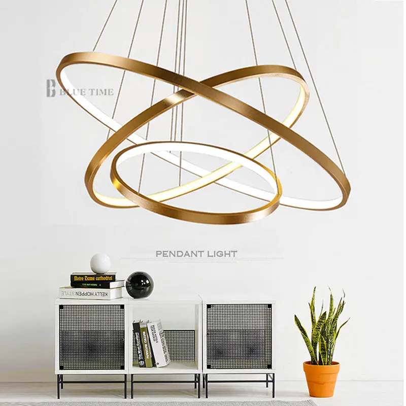 Gold/Black/White Color Modern chandeliers circle rings led chandelier
