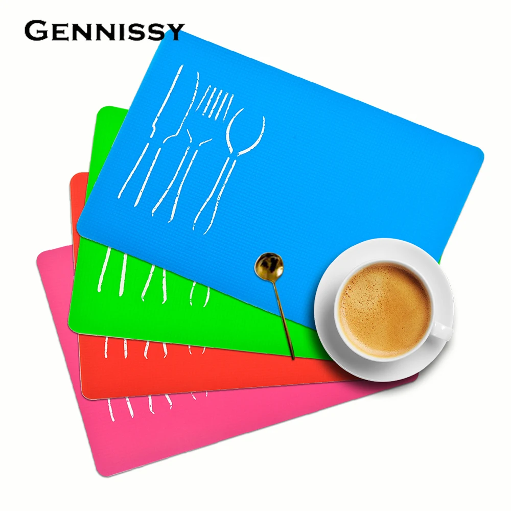 GENNISSY PVC Waterproof Placemats Condy Color Table Mat Easy Clean for