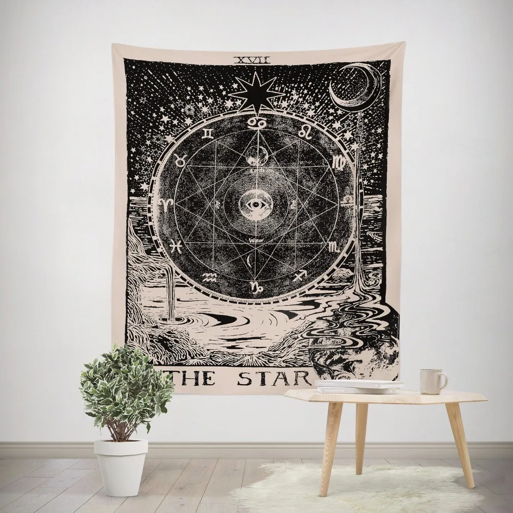

The Moon The Sun The Star Tapestry Wall Hanging Aspect Astrology Tapestry