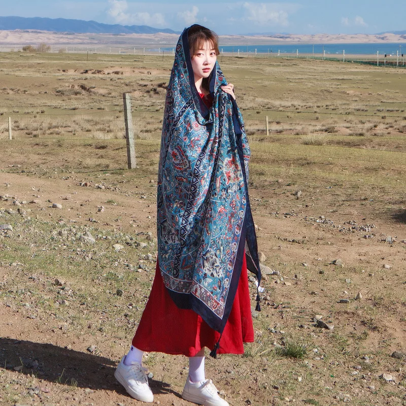 

Ethnic style tourism thin section sunshade scarf long Variety literary silk crinkle scarf foulard chalinas y pashminas mujer