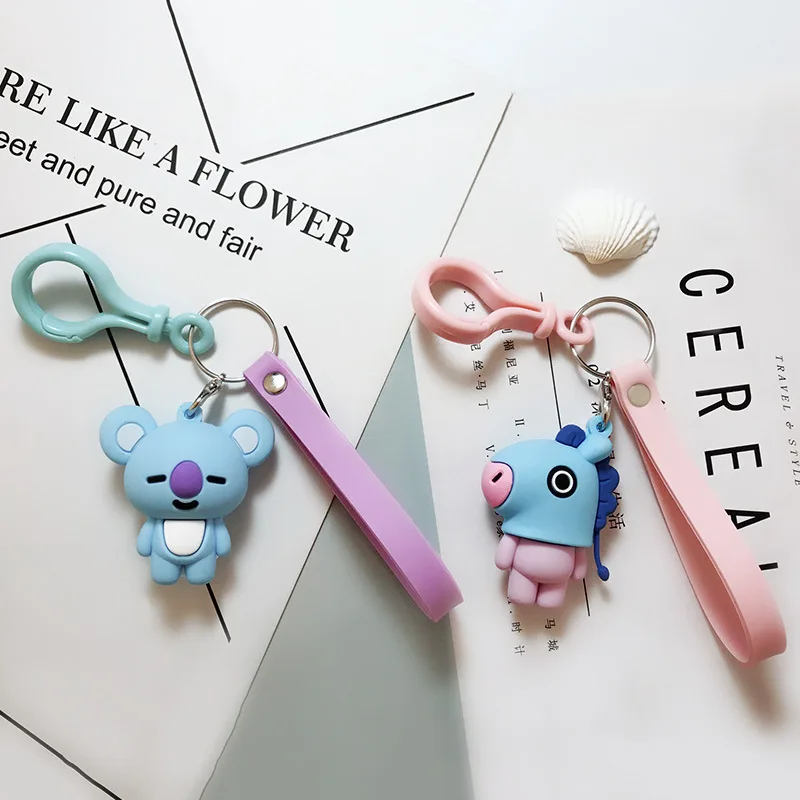Lovely Kpop BTS Keychain BT21 TATA KOYA Doll Key Chain Bulletproof Boy
