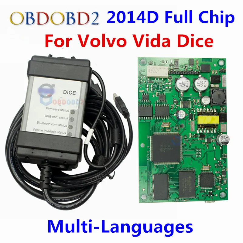Newest 2014D Full Chip Auto Diagnostic Tool For VOLVO Vida Dice For VOLVO Series Multi-Language With Excellent Green PCB Board obdtool excellent performance super for volvo vida dice pro newest 2014d vida dice pro diagnostic tool multi language