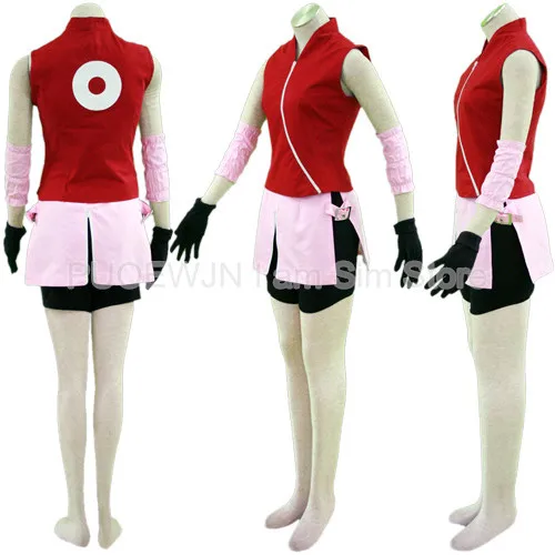 Hot Naruto Sakura Haruno Cosplay Costume Halloween Costume Full Set Hot Naruto Sakura Haruno Cosplay Costume Halloween Costume Full Set