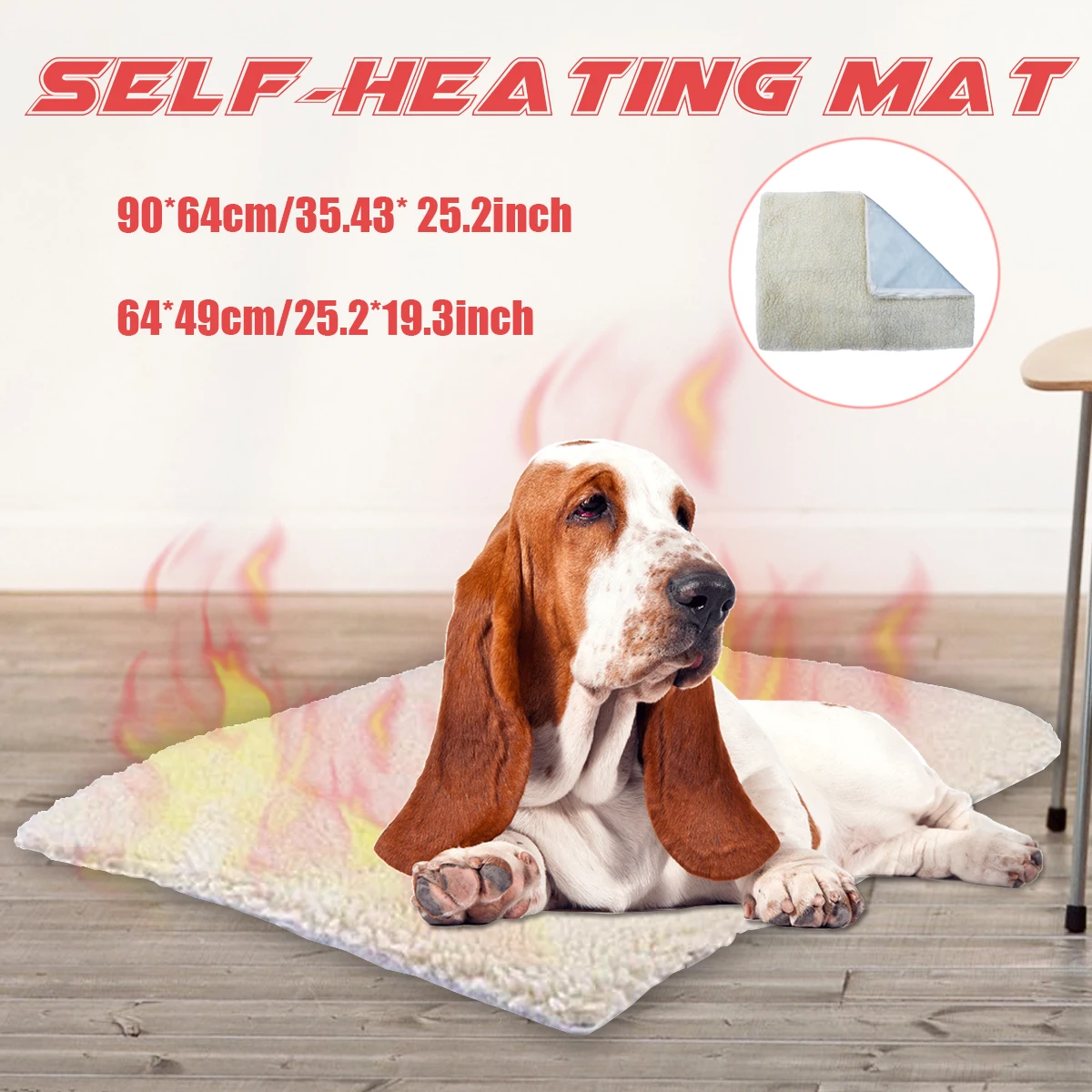 

Self Heating Thermal Pet Dog Cat Blanket Bed Cushion Heated Mat Super Soft Warm Mat Washable No Electric 2 Size