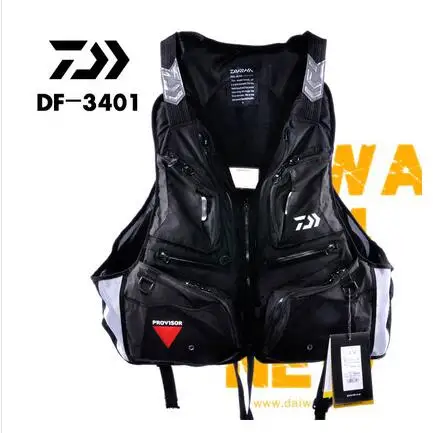 Хорошее качество, профессиональный спасательный жилет DAIWA, Рыболовный Жилет, рыболовная куртка, рыболовные снасти, DF-3401, плавающий жилет - Цвет: Черный