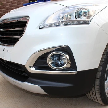 

WELKINRY car auto cover styling For Peugeot 3008 2013 2014 2015 ABS chrome front head fog lamp light accessories moulding trim