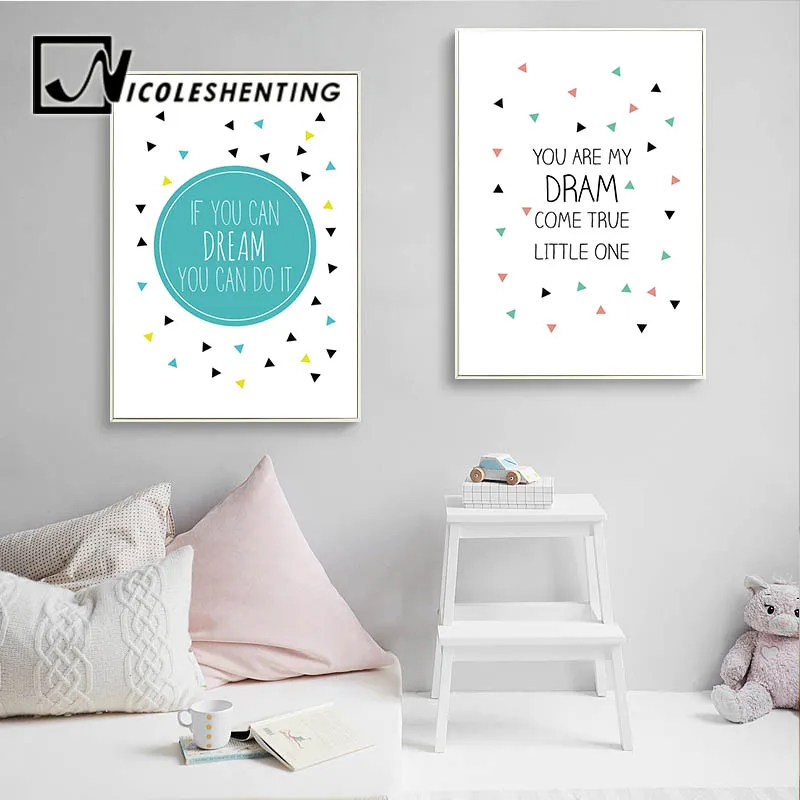 

NICOLESHENTING Wall Art Canvas Posters and Prints Minimalist Nursery Quote Painting Nordic Picture Baby Kids Bedroom Decortion