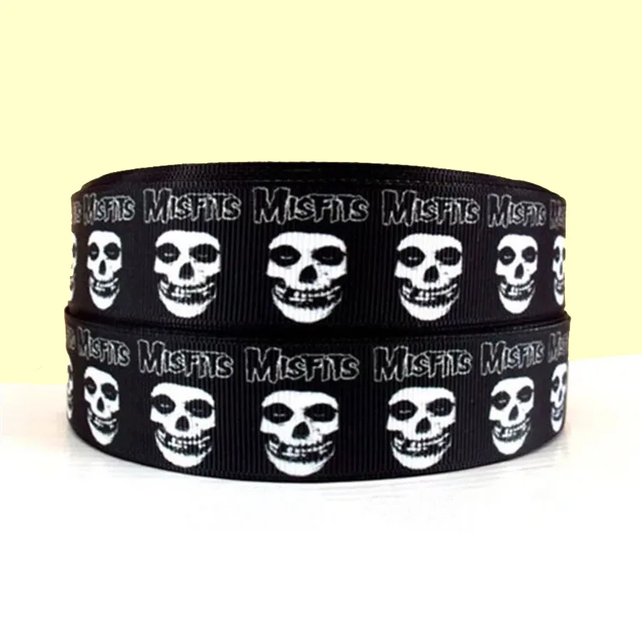 

50yards 1" 25mm Skull printed grosgrain ribbon for party gift decoration DIY handmade materials