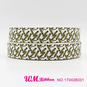 

Q&N OEM ribbon 7/8inch 22mm 170426031 pencil printed grosgrain ribbon 50yds/roll free shipping for headband hair tie