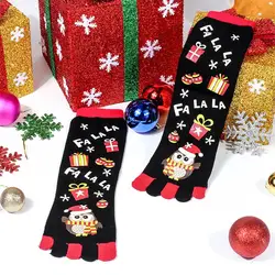 Рождество Unisec печати многоцветный носок носки пять пальцев носки хлопчатобумажные забавные Носки Сумасшедший милый удивительный Новинка