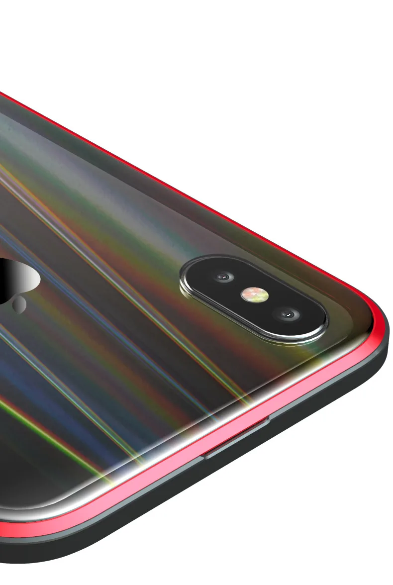 Чехол бампер Aurora из закаленного стекла для iPhone X 8 7 Plus Роскошный Металлический