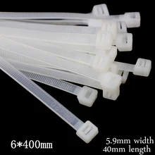 250PCs 6*400mm Wire Self-Locking Black Nylon Plastic Network Cable Wire Zip Tie Cord Strap Plastic Zip Trim Wrap Cable Loop Ties frill trim self tie tee