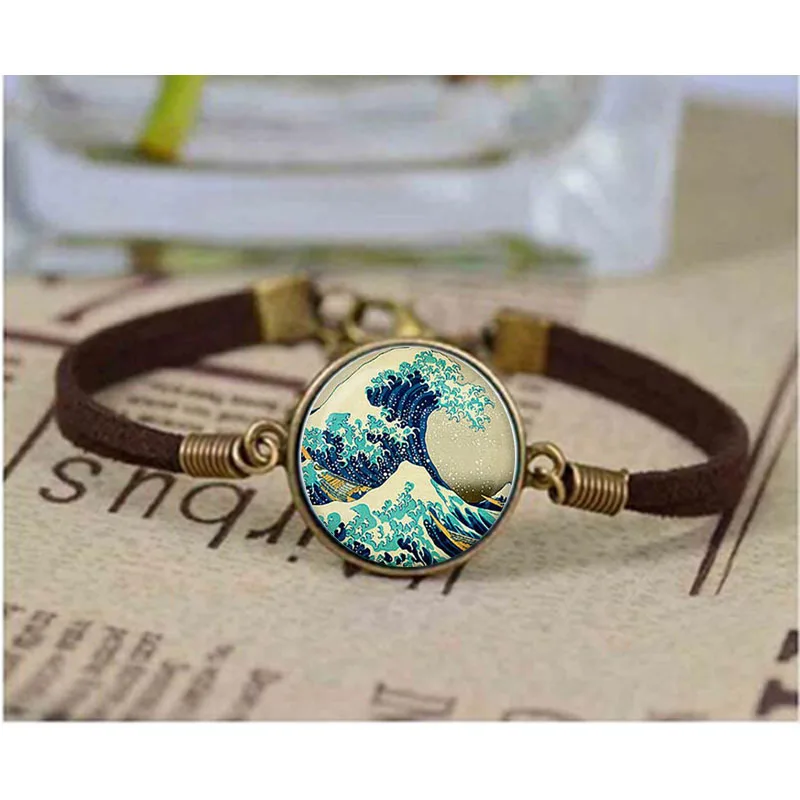 

Vintage Glass Dome Starry Night Van Gogh bracelet Art Picture Cabochon Jewelry Birthday Gift Bangle