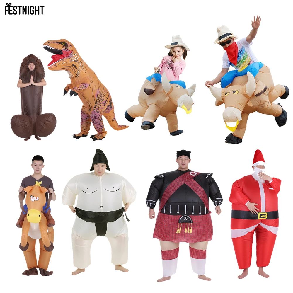 

Funny Cowboy Rider on Horse Inflatable Costume Outfit Adult Fancy Dress Carnival Blow Up Christmas Costume Halloween New Year