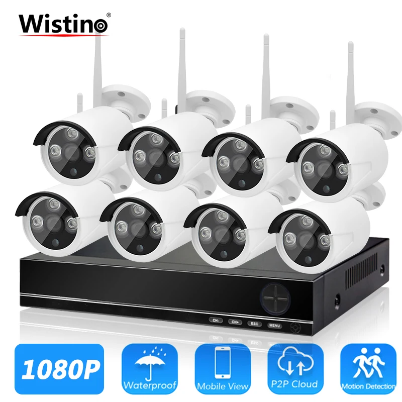 

Wistino 8CH HD 1080P WiFi NVR Kit CCTV Security System IP Camera Outdoor Surveillance Wireless Kits Night Vision Video Monitor