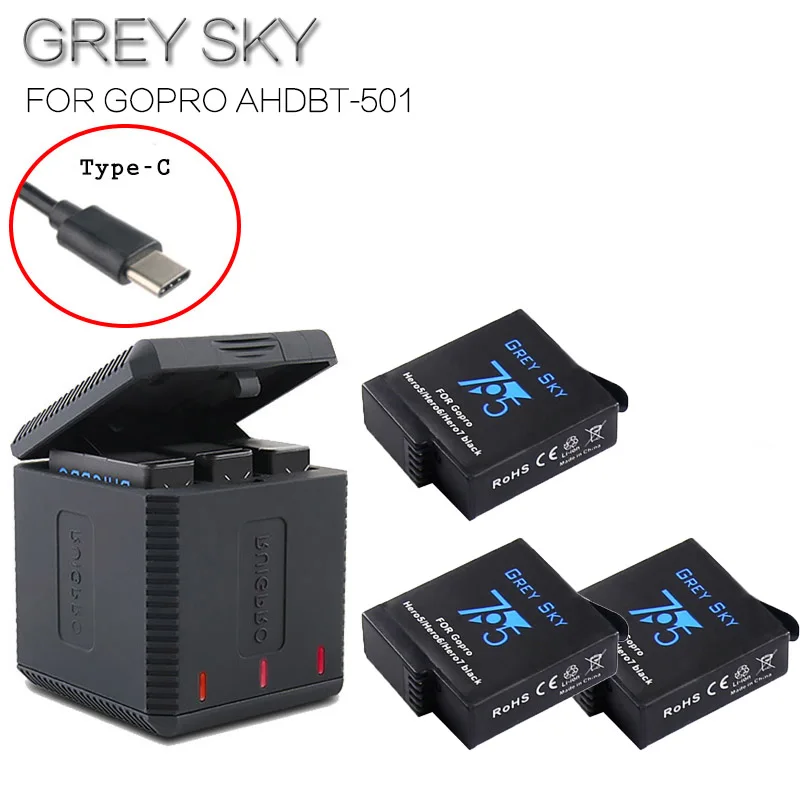 

NEW Camera Hero 7 battery and 3in1 storage case charing box charger for GoPro Hero 6 5 Go Pro Hero7 Black Accessory Battery