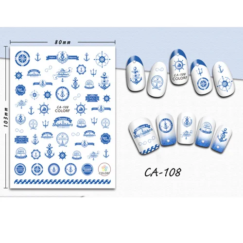1 листов английские буквы ногтей штампы для ногтей Art украшение море Романтический 3D клейкий трансферный полировочные наборы ползунки наклейки TRCA100-108 - Цвет: CA108