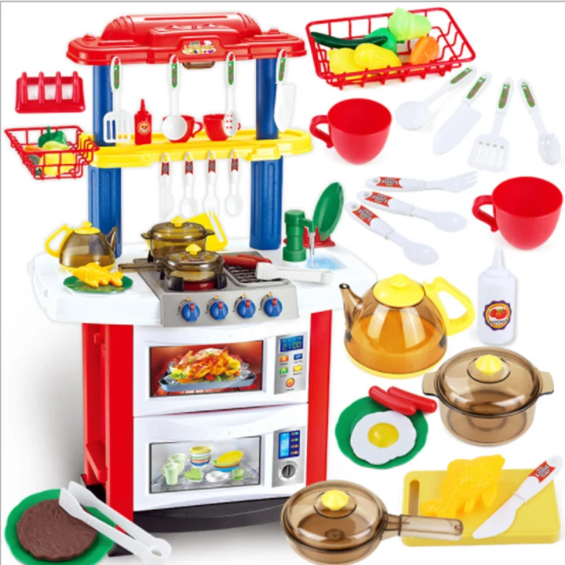 

House Large Kitchen Cutlery Set Multi-Function Light Music Cooking Cleaning Toys