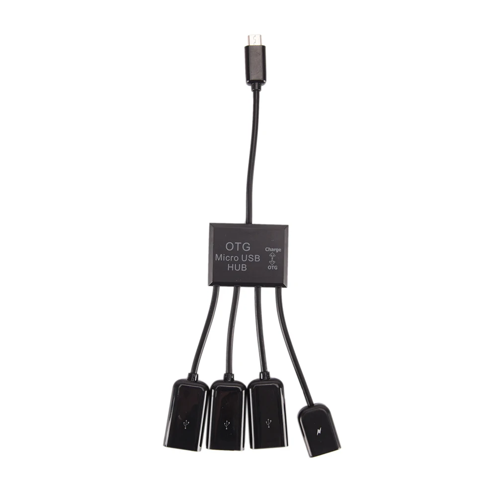 

Multi-function USB 2.0 4 in 1 Micro USB Host OTG Charge Hub Cord Adapter Splitter for Android Smartphones Tablet Black Cable