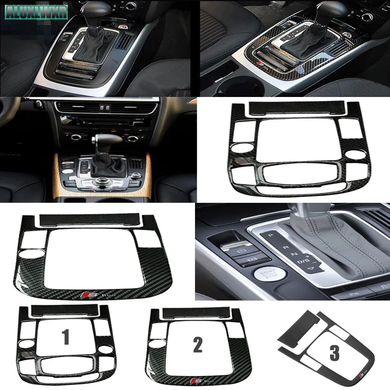 

Interior Carbon Fiber 3D Sticker Center Control Gear Shift Panel Decorative Cover Trim Strip fit For Audi A4 A5 Q5 Car-Styling